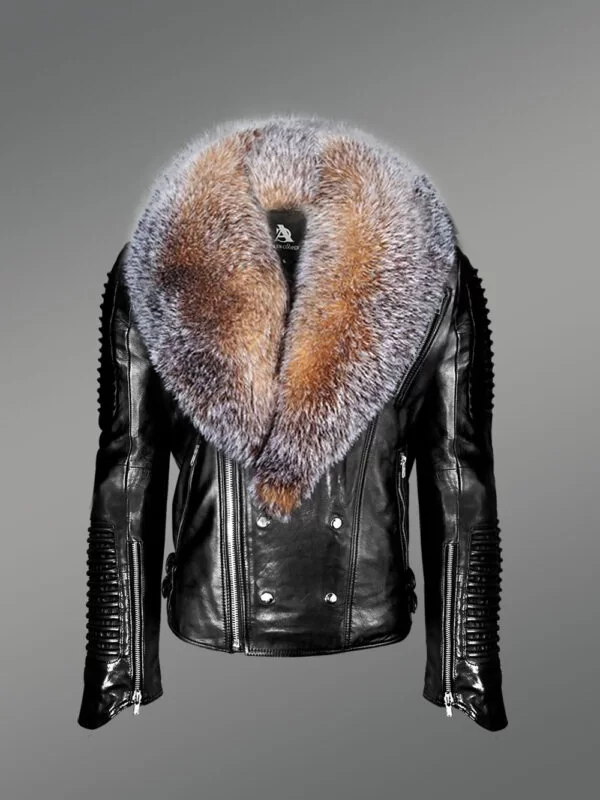 All-Occasion Detachable Scandinavian Crystal Fox Fur Biker Jackets for Men - Image 2