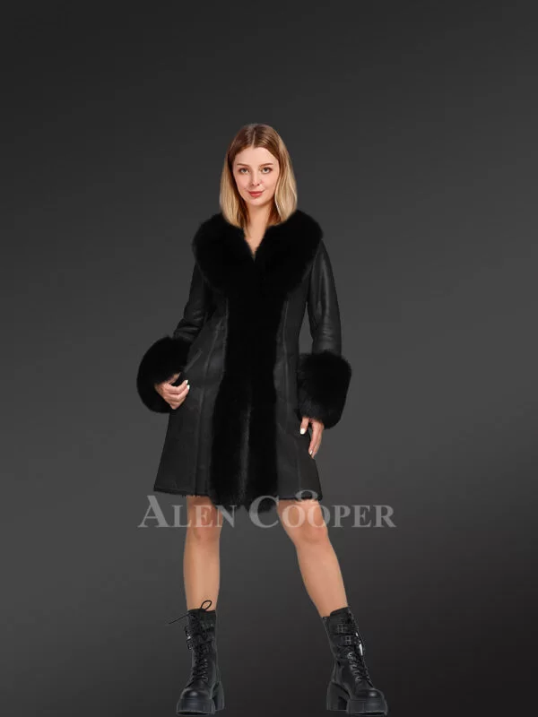 Sheepskin and Polar Fox Fur Coat - Image 2