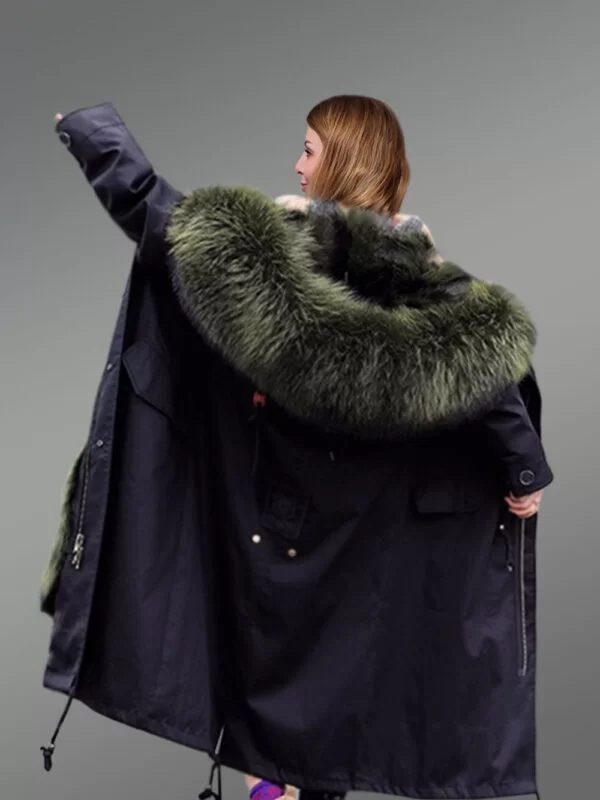 Raccoon Fur Long Parka with Detachable Vest and Fox Fur Hood - Image 4