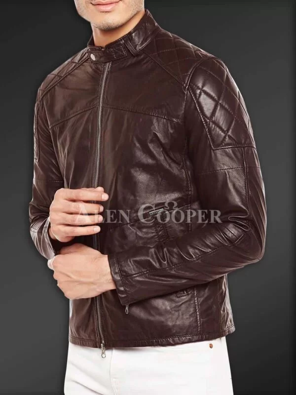 Super Soft Slim Fit Quilted Real Leather Jacket for Men - Image 6