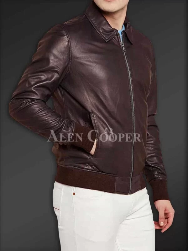 Super Glossy Pure Leather Jacket for Men - Image 9