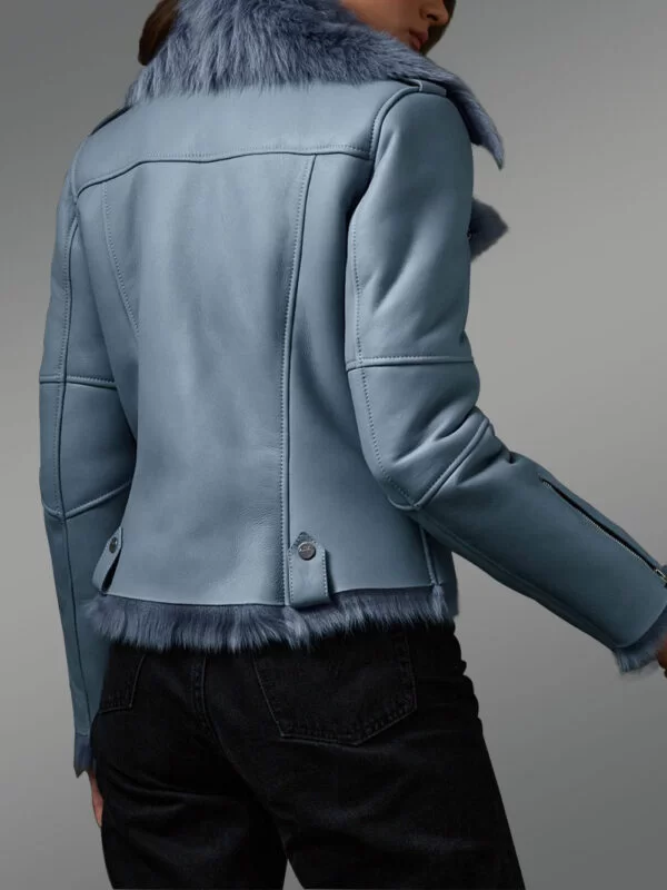Blue Toscana Shearling Jacket for Women - Image 3
