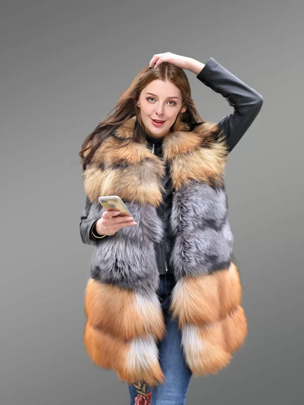 Women Multi Fox Variation Vest with Raccoon Touch
