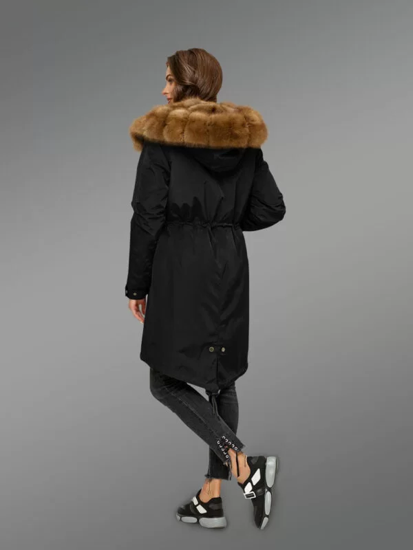 Reinvent Your Charm with Women’s Canadian Fox Fur Hybrid Black Parka Convertibles - Image 4