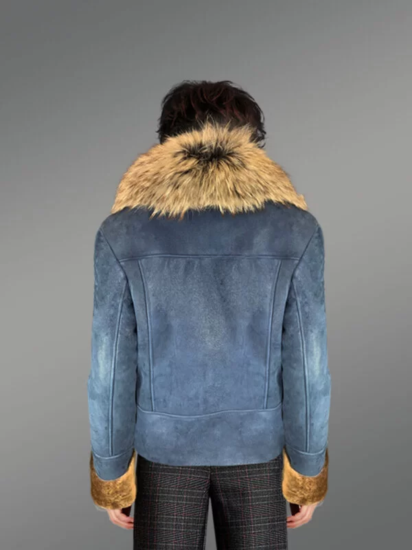 Women's Biker Style Merino Shearling Jacket - Image 3
