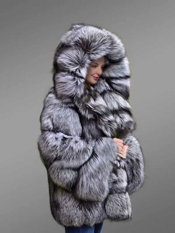 Women's Mid Length Coat in Fox Fur - Image 7