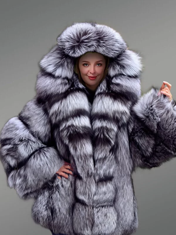 Women's Mid Length Coat in Fox Fur - Image 2