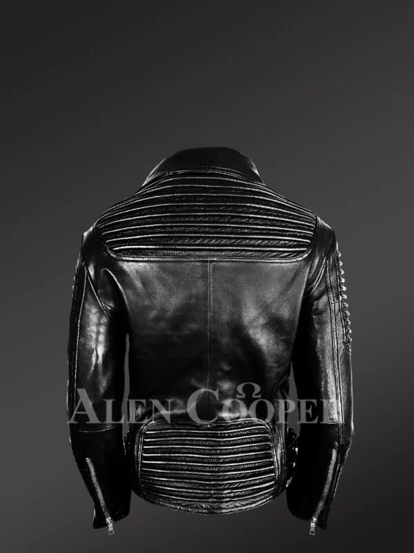 Black Leather Jacket with Removable Fur Collar - Image 10