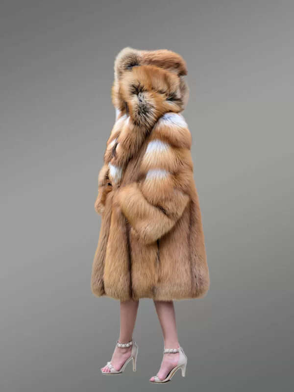 Womens Red Fox Hooded Coat to Stay Fashionably Warm In Winter - Image 4