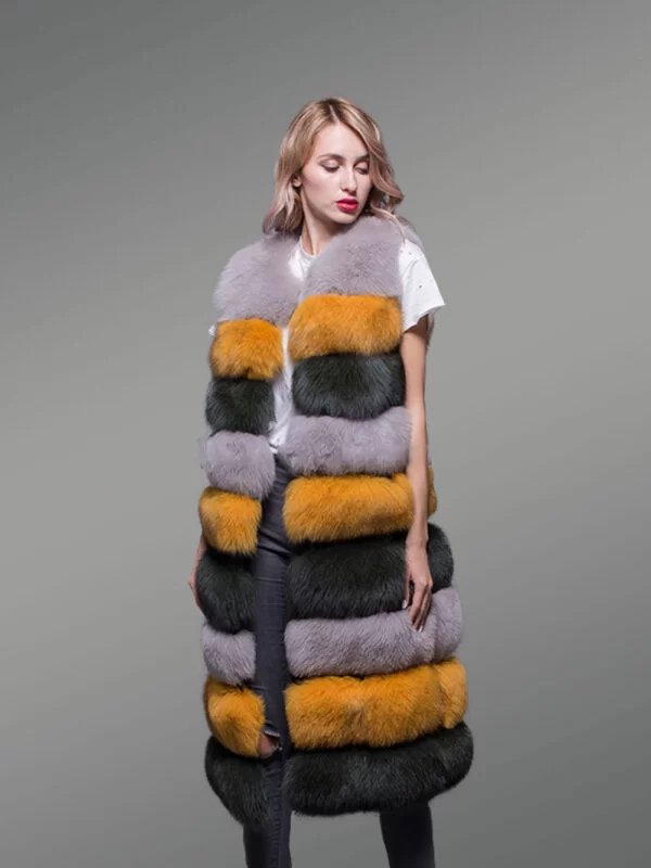 Women’s Colorful Real Fox Fur Real Warm Long Paragraph Winter Vest - Image 7