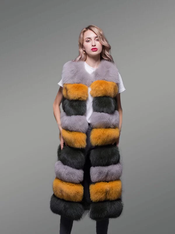 Women’s Colorful Real Fox Fur Real Warm Long Paragraph Winter Vest - Image 5