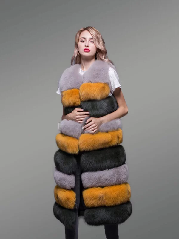 Women’s Colorful Real Fox Fur Real Warm Long Paragraph Winter Vest - Image 2
