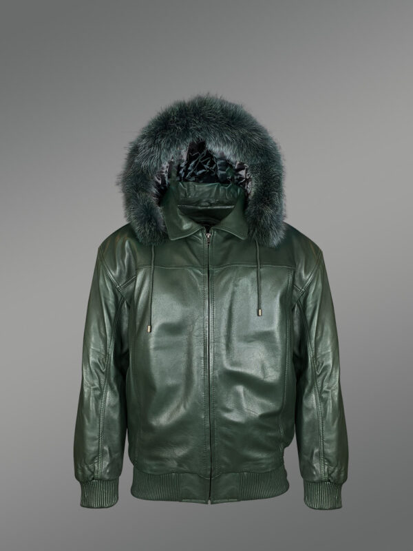 Zipout Hooded Bomber For Men With Fox Fur Trim - Image 2