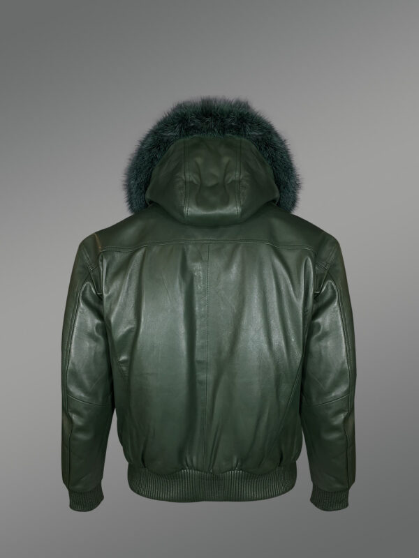 Zipout Hooded Bomber For Men With Fox Fur Trim - Image 4