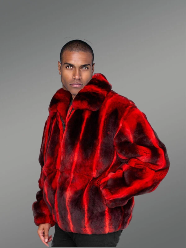 Rabbit Fur Bomber Jacket with Chinchilla Look - Image 2