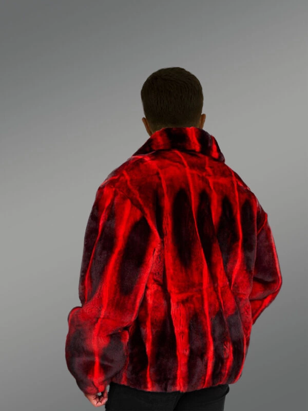 Rabbit Fur Bomber Jacket with Chinchilla Look - Image 4