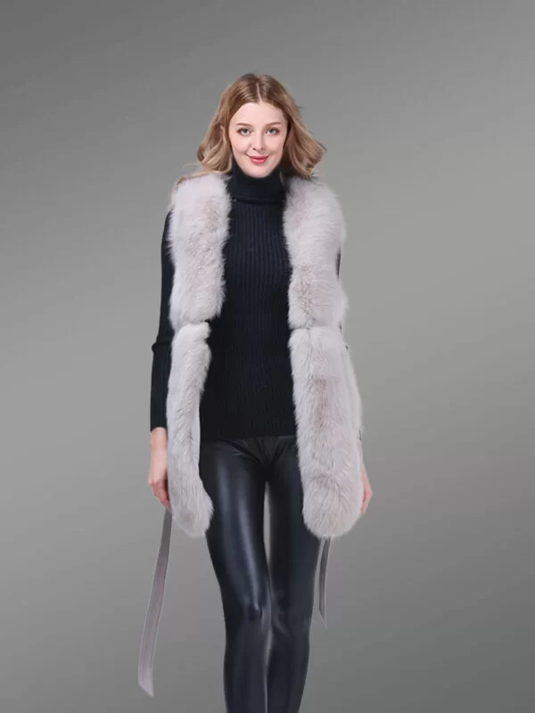 Womens Fox Fur Elegant Vest - Image 2
