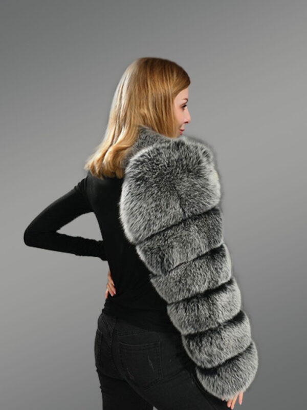 Genuine Silver Fox Fur Collar with Scarf - Image 3
