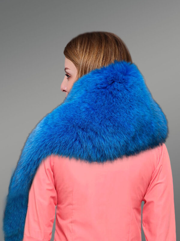 Real Fox Fur Collar Scarf in Blue - Image 4
