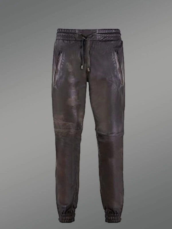 Men’s Authentic Leather Joggers in Coffee