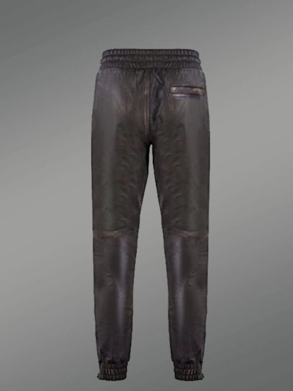 Men’s Authentic Leather Joggers in Coffee - Image 3