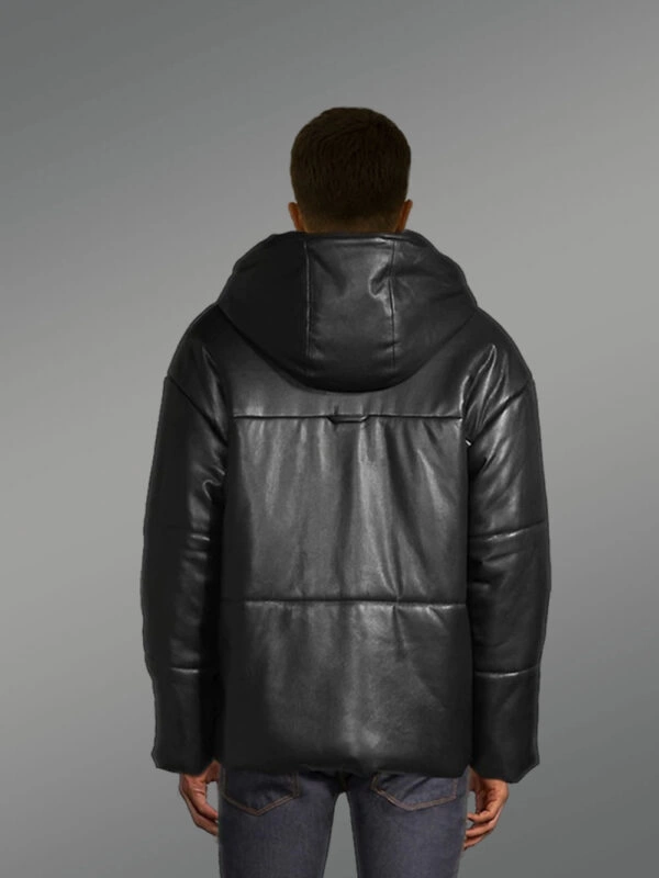 Men’s Real Leather Bomber Jacket - Image 3