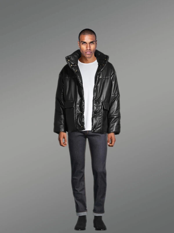 Men’s Real Leather Bomber Jacket - Image 4