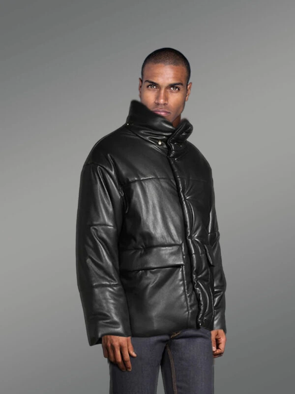 Men’s Real Leather Bomber Jacket - Image 2