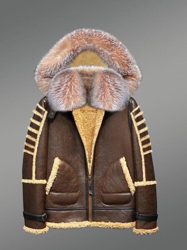 Authentic bomber jacket with Fur Hood - Image 3