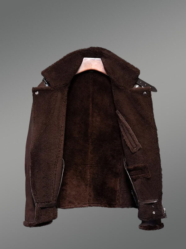 Sheepskin Shearling Featured in Bomber for Men - Image 4