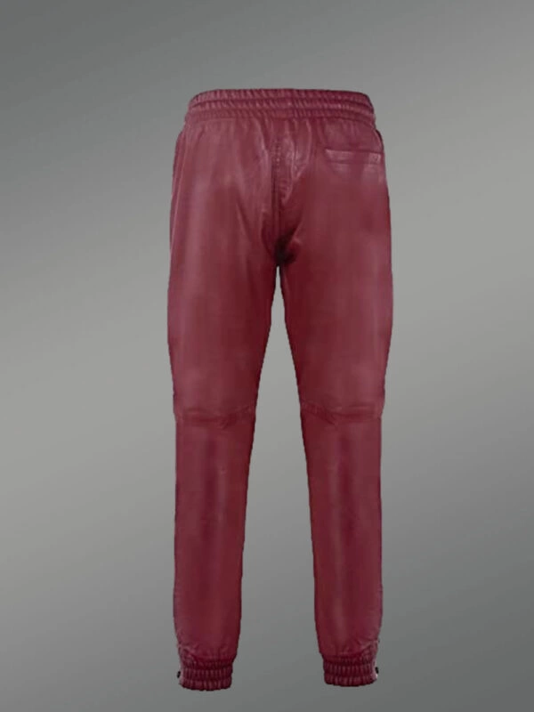 Leather Joggers in Wine - Image 3
