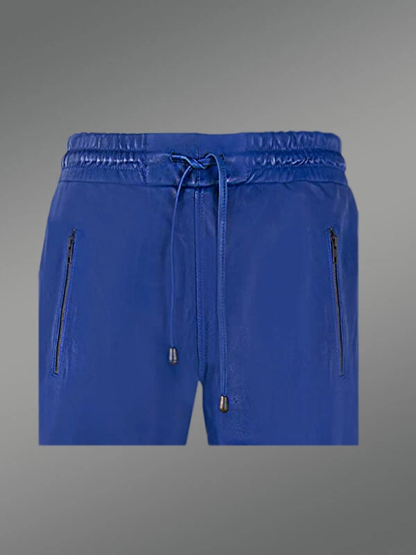 Leather Joggers in Blue - Image 4