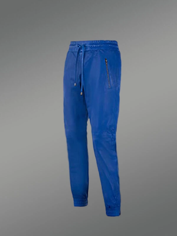 Leather Joggers in Blue - Image 2