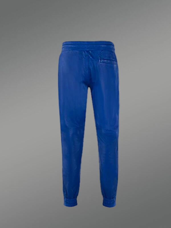 Leather Joggers in Blue - Image 3