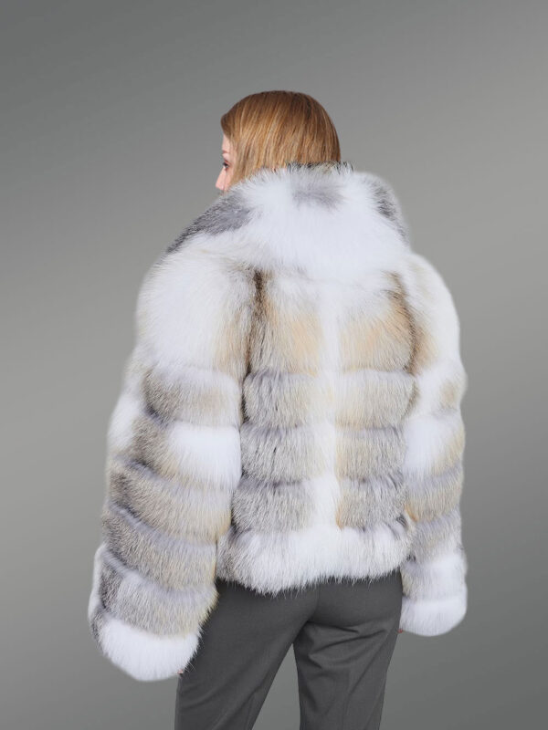 Women’s Short Fox Fur Coat with Shawl Collar and Frontline - Image 4