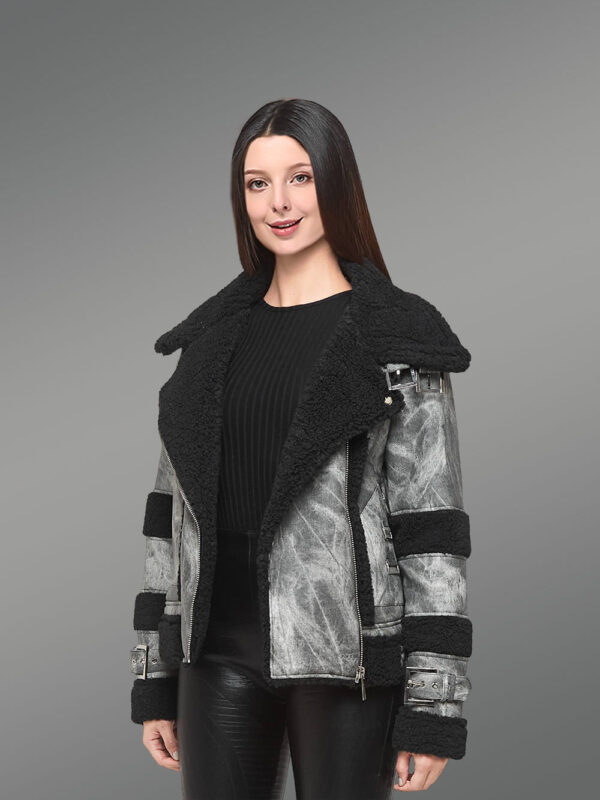 Real Shearling Biker Jacket - Image 2