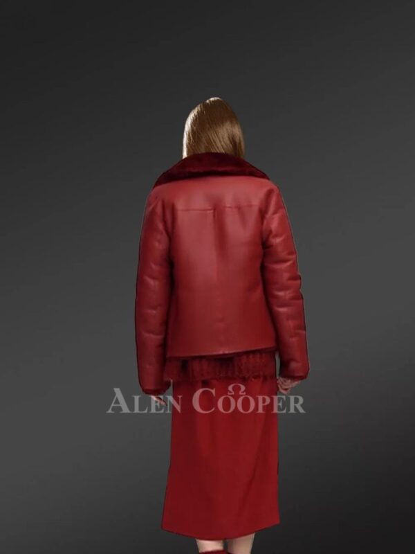 Shearling Calla Coat in Cherry Red Is the New-Age Winter Fashion - Image 2