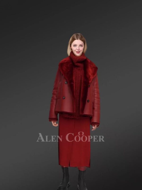 Shearling Calla Coat in Cherry Red Is the New-Age Winter Fashion - Image 3
