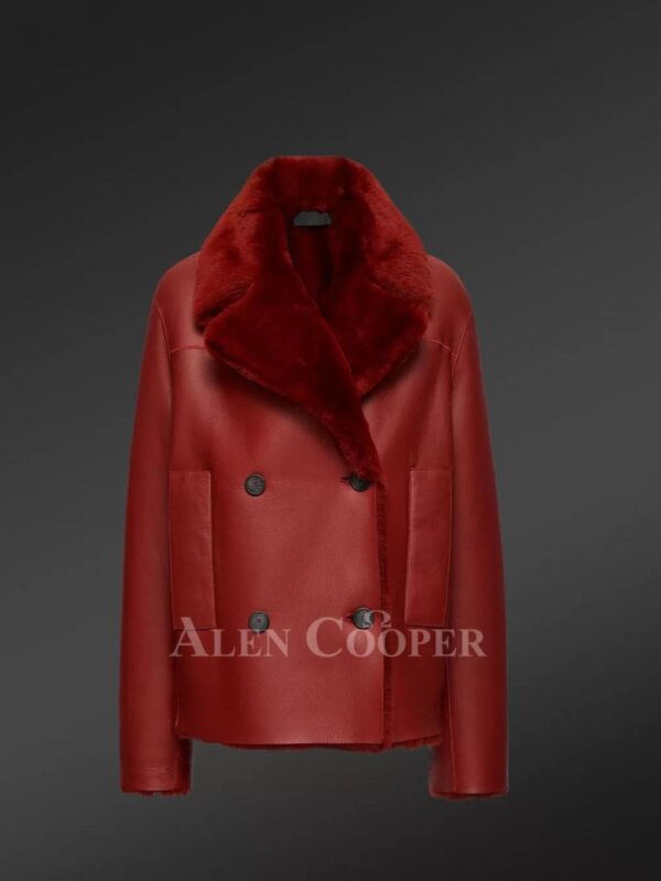 Shearling Calla Coat in Cherry Red Is the New-Age Winter Fashion - Image 5