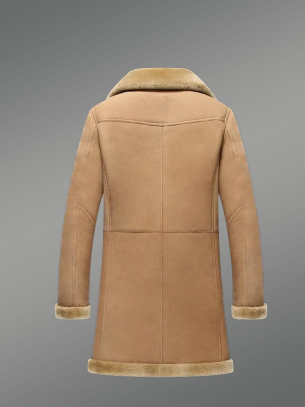 Shearling Long Coat in Camel Brown with a Suede Finish - Image 2