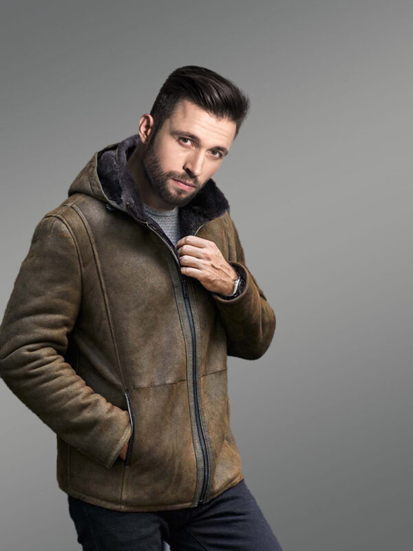 Sheepskin Shearling Jacket Removable Hooded Fur Coat - Image 4
