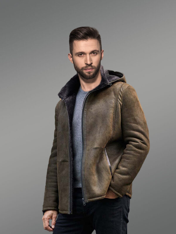 Sheepskin Shearling Jacket Removable Hooded Fur Coat - Image 3