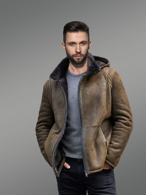 Sheepskin Shearling Jacket Removable Hooded Fur Coat - Image 2