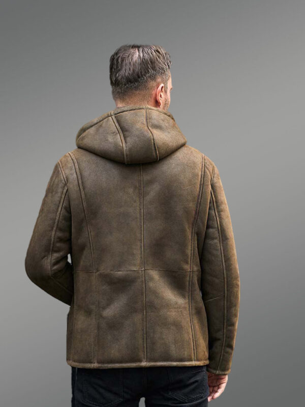 Sheepskin Shearling Jacket Removable Hooded Fur Coat - Image 6
