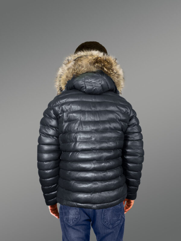 Classic Duck Down Leather bomber for Men - Image 5