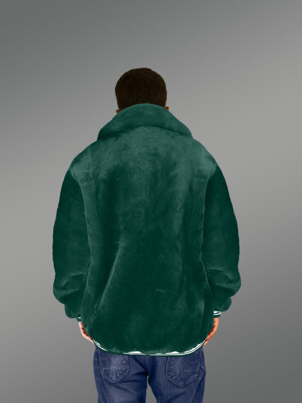 Sheepskin Mouton Varsity Jacket in Green - Image 4