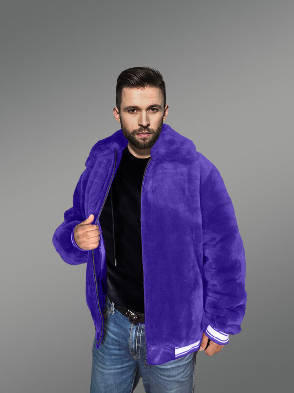 Sheepskin Mouton Varsity Jacket for Men - Image 3
