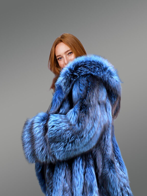 Raccoon Fur Long Overcoat for Women - Image 6