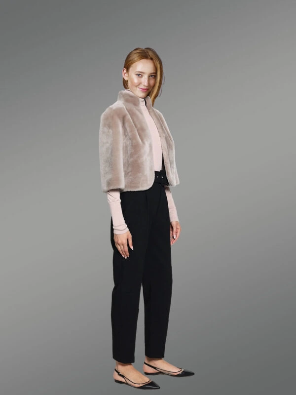 Shearling Crop Jacket - Image 2