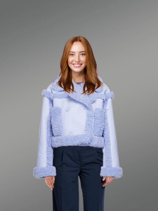 Shearling Double Breast Crop Jacket for Women